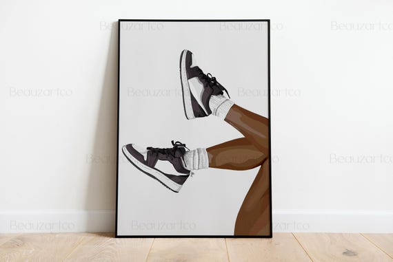 Affiche Femme Avec Souliers, Art Femme Noire, Art Culture Noire, Art Afro, Art Souliers, Impression Numérique