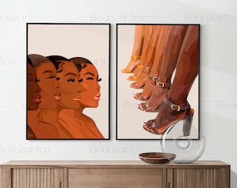 Poster met zwarte vrouwen, Afro-kunst, melanine, Afro-Amerikaanse kunst, wanddecoratie, digitale print