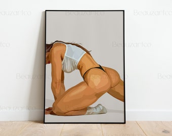 Arte de mujer desnuda, arte corporal femenino, arte sensual, arte de mujer sexy, regalo boudoir, arte de dormitorio sexy, decoración estética de apartamentos