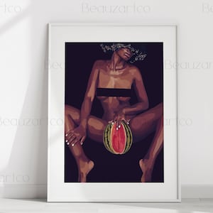 Naked Black Woman Wall Art, Black Art Prints, Minimalist Cultured Art, Vintage Woman Art, African American Wall Art, Black Owned Shops