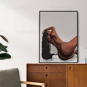 Naked Black Woman Wall Art, Black Art Prints, Minimalist Cultured Art, Vintage Woman Art, African American Wall Art, Black Owned Shops image 8