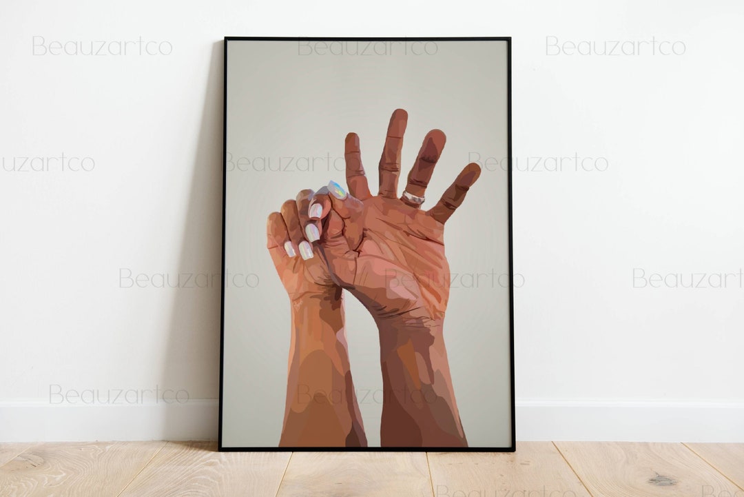 Black Art Prints, Black Couple Holding Hands Wall Art, Black Love Wall