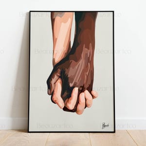 Drie interraciale posters, interraciale liefde, zwarte kunst, Afro-kunst, abstracte kunst, aangepaste kunst, kunst aan de muur