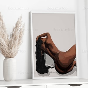 Naked Black Woman Wall Art, Black Art Prints, Minimalist Cultured Art, Vintage Woman Art, African American Wall Art, Black Owned Shops image 6