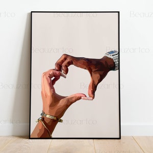 Cartel de pareja negra, amor negro, arte interracial, arte negro, arte afro, arte abstracto, arte personalizado, arte del hombre negro, arte de la pared