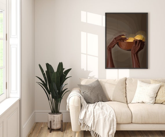Art Femme Noire, Art Afro, Art Abstrait, Art Africain, Femme Africaine, Art Citron, Décoration Murale, Impression Numérique