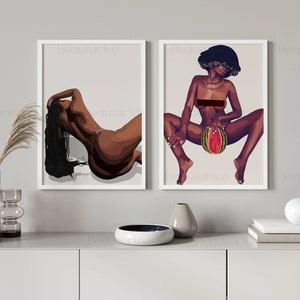 Naked Black Woman Wall Art, Black Art Prints, Minimalist Cultured Art, Vintage Woman Art, African American Wall Art, Black Owned Shops image 4