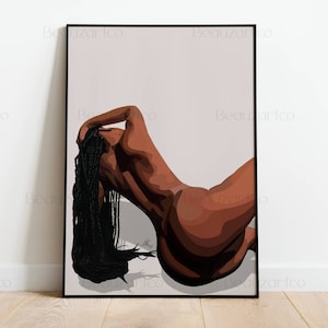 Naked Black Woman Wall Art, Black Art Prints, Minimalist Cultured Art, Vintage Woman Art, African American Wall Art, Black Owned Shops image 1