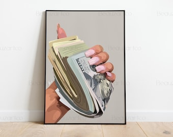 Póster de Mujer con Dinero, Jefa, Arte de Moda, Arte Cultural Negro, Arte Afroamericano, Arte Abstracto Africano, Arte Digital