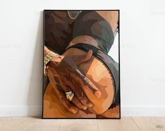 Sexy Black Art Prints, Black Couple Art, Black Woman Wall Art, Black Culture Art, Black Love Wall Art, Black Wall Art, Black Owned Shops Art