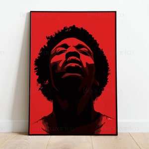 Kunst des schwarzen Mannes in Rot, Porträt eines schwarzen Mannes, schwarze Kunst, Afro-Kunst, afrikanischer Mann, Kunst der schwarzen Kultur, afroamerikanische Kunst, digitale Kunst