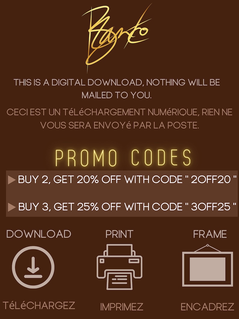 May include: A digital download graphic with a gold background and black text. The graphic features a promo code for a discount on a purchase of 2 or 3 items. The text reads "BUY 2, GET 20% OFF WITH CODE "2OFF20" and "BUY 3, GET 25% OFF WITH CODE "3OFF25".