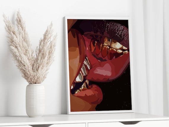 Affiche Homme Et Femme Noirs, Art Afro, Art Amour Noir, Art Grillz, Culture Afro-Américaine