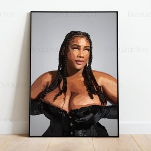 Printable Curvy Black Woman Wall Art, Black Art Prints, Black owned Shops Art, Feminine Afro Art, Pop Culture Wall Art, Body Positive Art