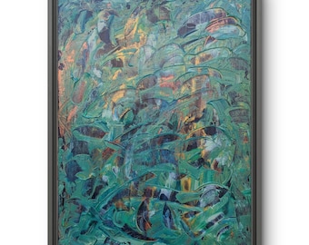 Original Abstract Acrylic Painting Framed 61 x 82 cm on Canvas – Desire Path