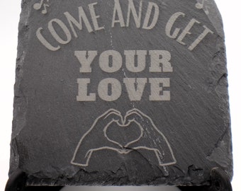 Custom Laser Engraved Natural Slate Coasters for Valentines Day gift