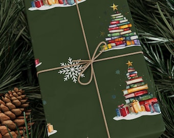 Carta da regalo per amanti dei libri: confezione regalo natalizia a tema libri per lettori.