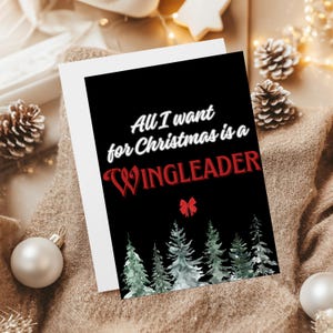 Wingleader-kerstkaart, Merry Bookmas kerstkaartenset, boekenliefhebber cadeau, feestelijke lezer briefpapier, leesgrage winterwenskaartenpakket