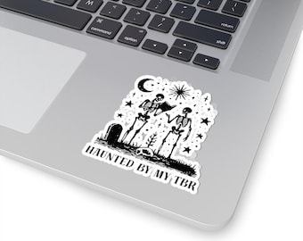 Pegatina para Kindle, regalo para amantes de los libros, calcomanía de lector espeluznante, pegatina de esqueleto de Halloween