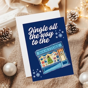 Ensemble de cartes de voeux de Noël de librairie, carte de voeux joyeux Bookmas, cadeau pour amoureux des livres, papeterie de fête, paquet de cartes de voeux d'hiver livresques