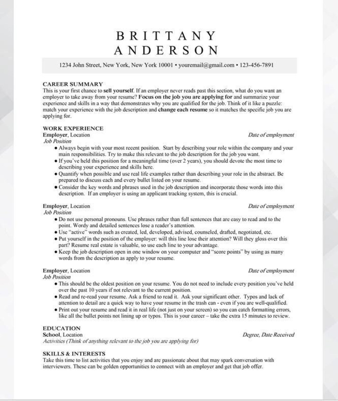 ATS Resume Template For Word ATS Friendly Resume Template Etsy