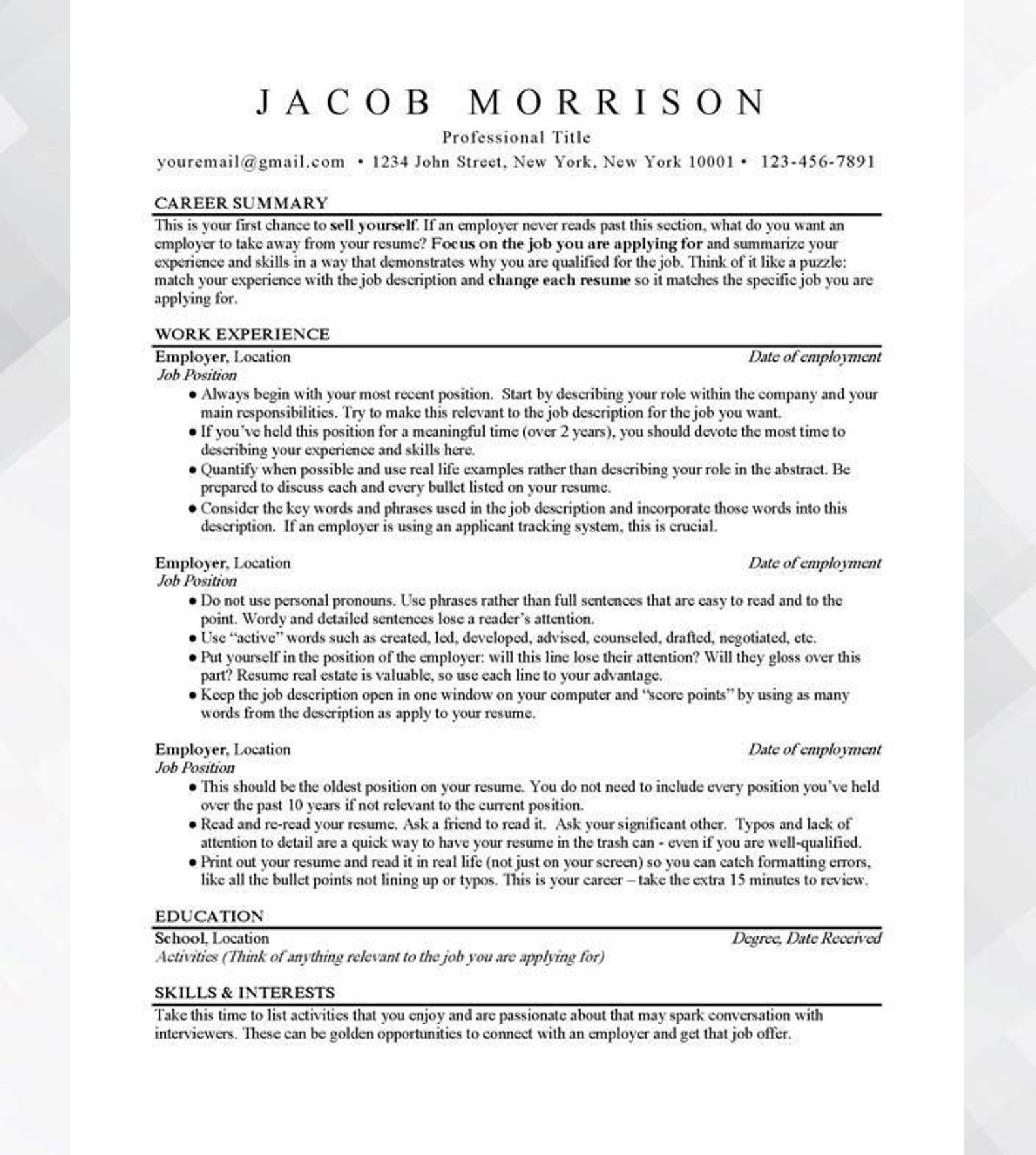 ATS Resume Template For Word ATS Friendly Resume Template ATS Cv 