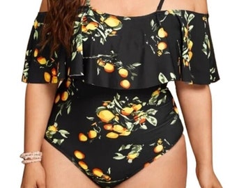 Plus Size One Piece Swimsuit Swimwear Floral Print Larger Size Women Ladies Bathers Bathing Suit Swimming Costume Swim