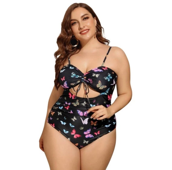 Plus Size Swimwear Swimsuit One Piece Butterfly Print Larger Women Ladies  Bathing Suit Swimming Costume Bathers Swim XL, XXL, 3XL, 4XL -   Australia