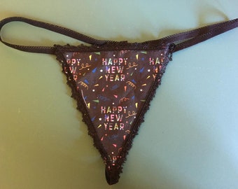 Womens HAPPY NEW YEAR String Thong Underwear 