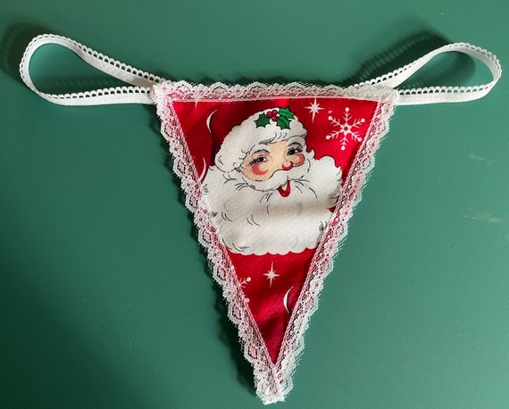 Womens SANTA CLAUS Christmas St Nick String Thong Underwear 