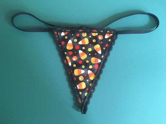 Womens CANDY CORN Halloween Costume String Thong Underwear 