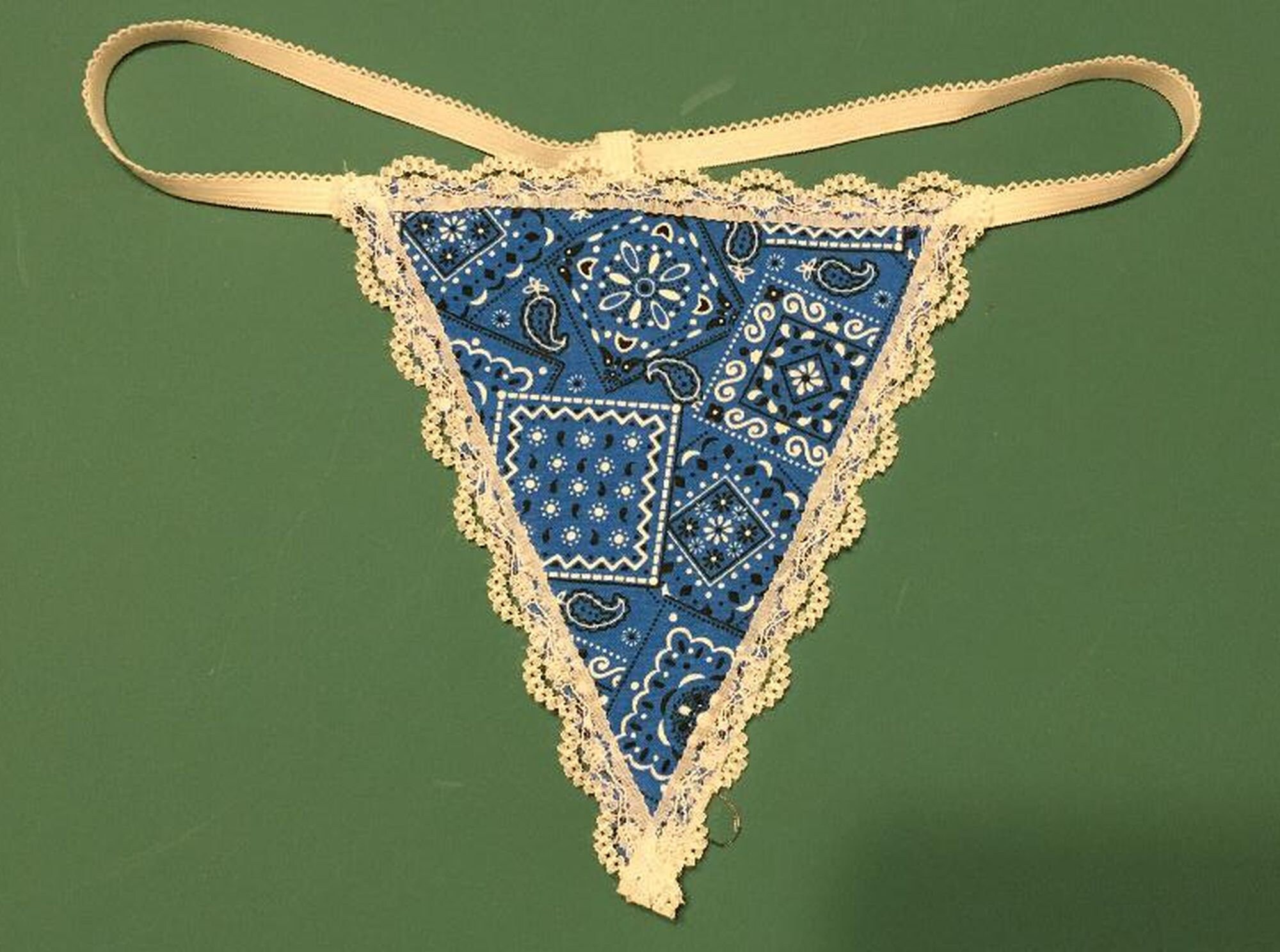 Custom Blue Bandana Thongs
