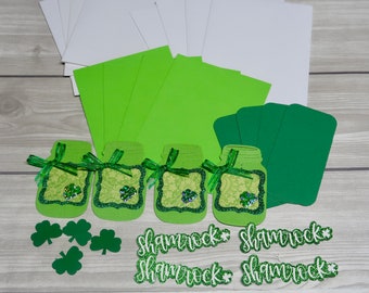 Shamrock Mason Jar Card Kit: St Patrick's Day DIY Craft