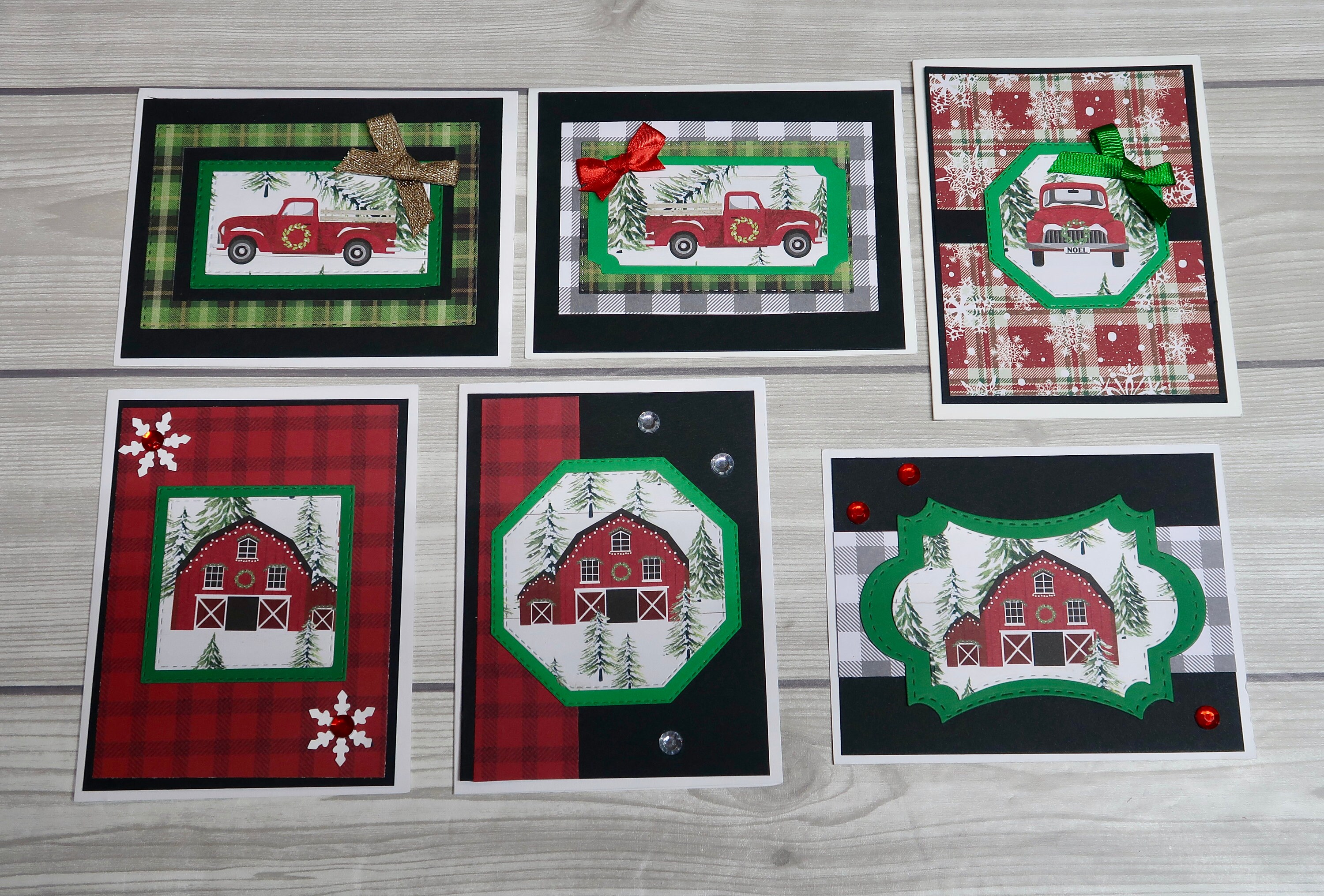 Farm Truck Christmas Cards, DIY Christmas Barn Cards, Cardkit, Diy Farm Christmas Card Kit