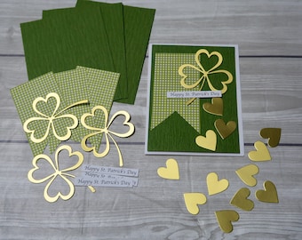 St Patrick's Day Card Making Kit: DIY Craft with Gold Clovers