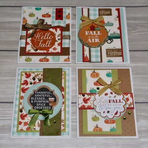 DIY Fall Pumpkin Leaves Precut Card Making Kit, Easy Card Making Craft, Fun Variety Card kit, Teal Pumpkin cards, Handmade Holiday Card kit
