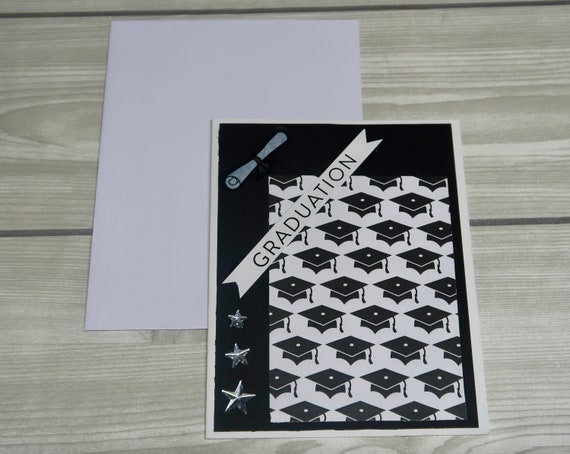DIY Graduation Card Kit: Black & White Handmade Cards (4 Pack) - Etsy