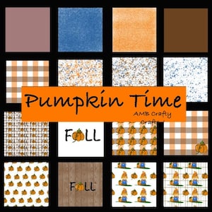 Papier numérique L'heure du potiron, Papier de créateur sur le thème de l'automne, Récolte de citrouilles, Papier cartonné numérique, Nain d'automne, Citrouille, Artisanat d'automne café