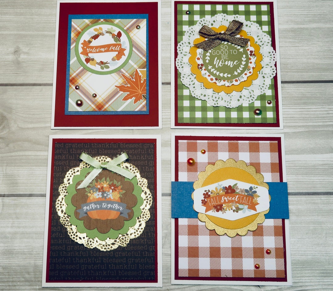DIY Fall Card Making Kit: Plaid & Ephemera, Thanksgiving Cards - Etsy