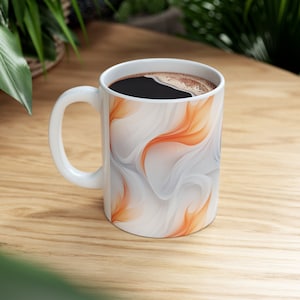 Flames Ceramic Coffee Mug: Abstract Pattern, Gift for Him/Her