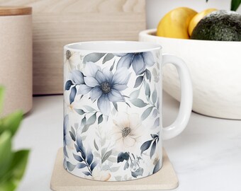 Ceramic Mug Dramy floral mug Gift Gift for her Gift for him Dramy floral Pattern mug