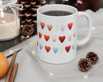 Ceramic Mug Heart mug Gift Gift for her Gift for him Herat Pattern mug simple