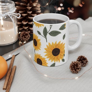 Ceramic Mug sunflowermug Gift for mothers day Gift for her Sunflower custom