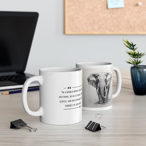 Ceramic Elephant Mug – 11 oz Animal Coffee Cup – Cute Gift for Elephant Lovers