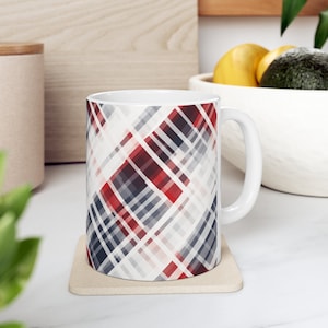 Tartan Ceramic Mug: Plaid Pattern Coffee Cup