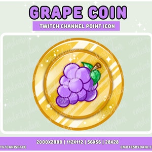 Grape Channel Point Icon | Twitch Channel Point Coin | Fruit Emote