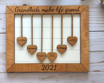 Grandkids make life grand, custom wall hanging, grandparents gift