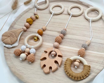 Play arch pendants made of wood in a set of 4 | Baby gym pendants