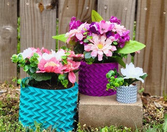 Zig-Zag 3D Printed Planter Pot Cover • Modern Geometric Plant Pot Sleeve • Eco-Friendly PLA Indoor/Outdoor Planter