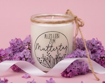 Candela per la Festa della Mamma in un contenitore di vetro, senza profumo – Buona Festa della Mamma – Regalo affettuoso per la Festa della Mamma – Fiori secchi opzionali